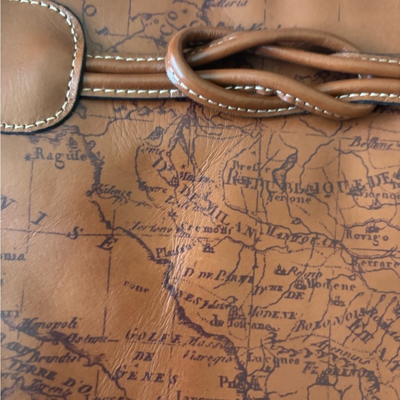 Patricia Nash Map Print Leather Crossbody Bag Brown Vintage Adjustable purse - Picture 10 of 16
